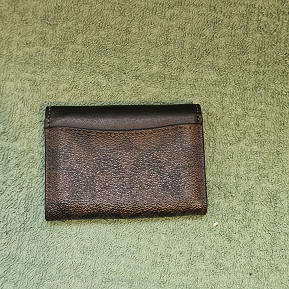Coach Card Case In Leather & Signature Canvas - Picture 3 of 5